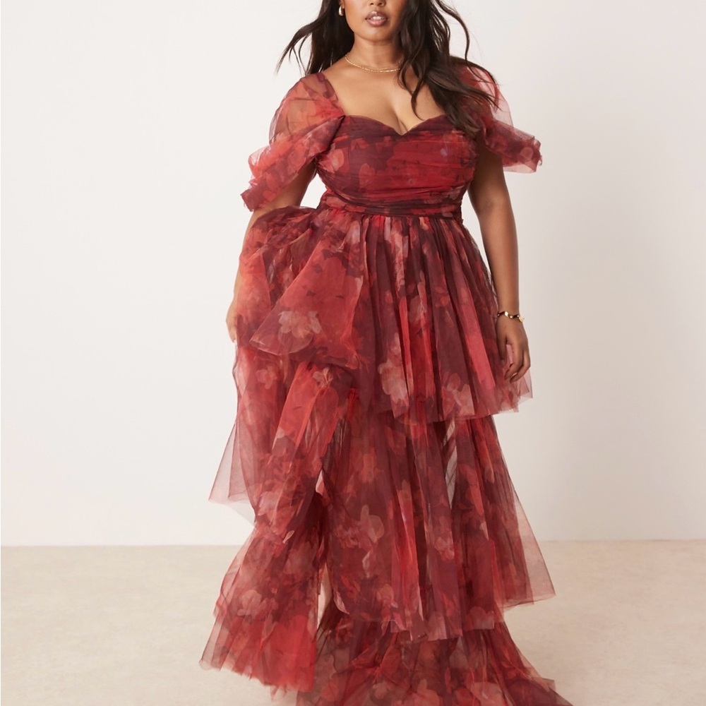 ASOS Curve Red Floral Maxi Dress
